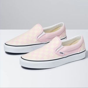 Vans Slip-ons Blushing Bride and White Checkerboard Sneakers Sz 7 Youth Women